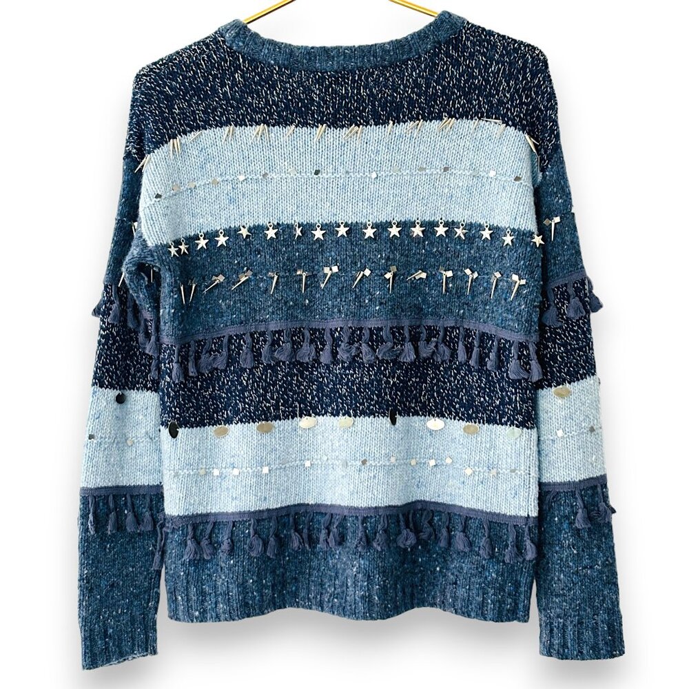 NWOT! Banjo & Matilda Embellished Blue Striped Sweater - Picture 5 of 9